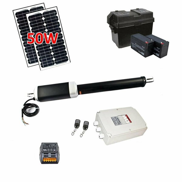 Aleko GG850SOL Solar Powered Solar Kit Metal Single Swing Gate Opener For Gates Up To 850-lb GG850SOL-UNB